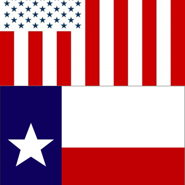 Texas/Civil Replacement Flags Only - (4 Civil flags & 4 Texas flags)