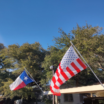 Texas/Civil Flags Complete Kit - (2 poles/brackets with 1 Civil & 1 Texas flag)